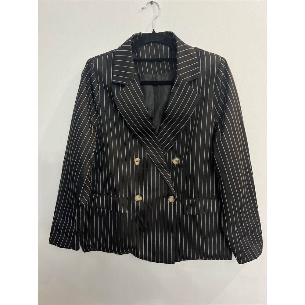 Pinstripe blazer black-and-white medium Y2K city mob wife Officer
